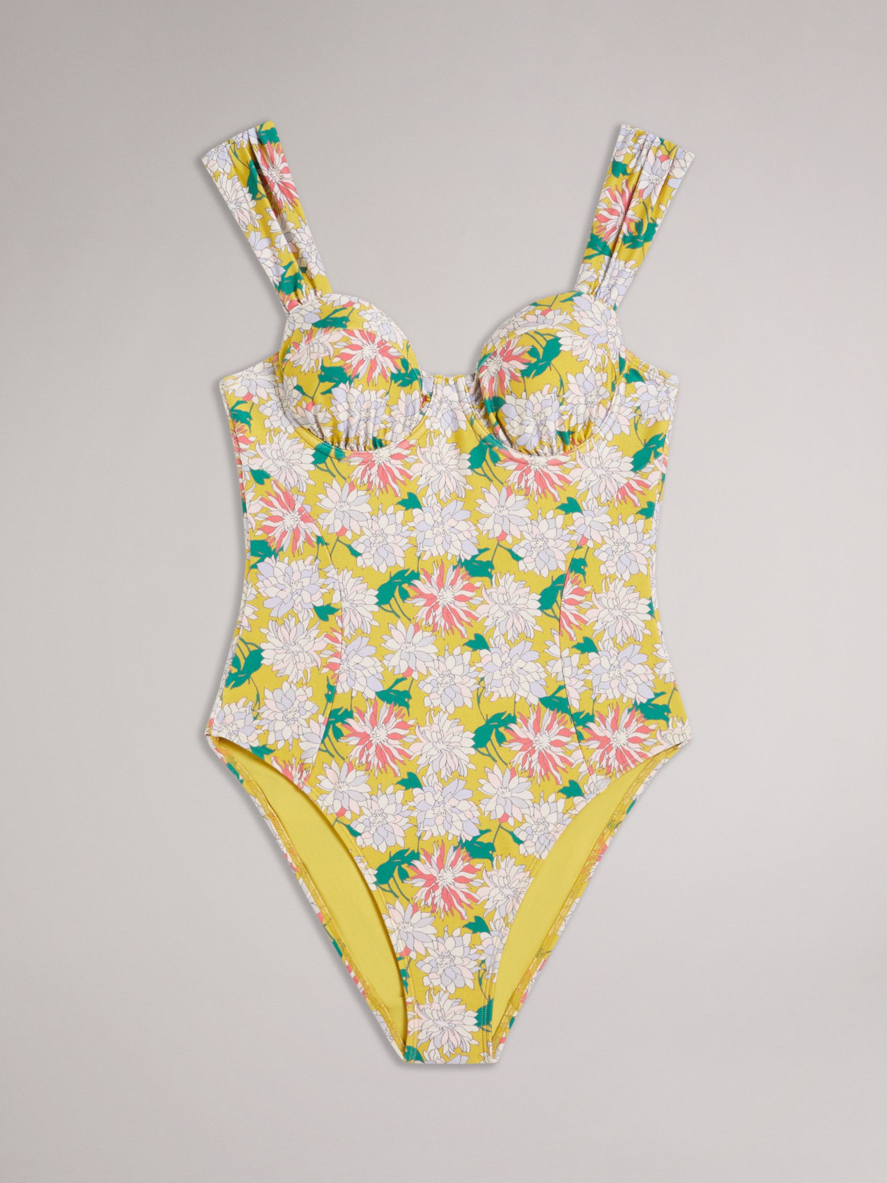 Ted Baker Adelisa Floral Cupped Swimsuit, Yellow at John Lewis & Partners
