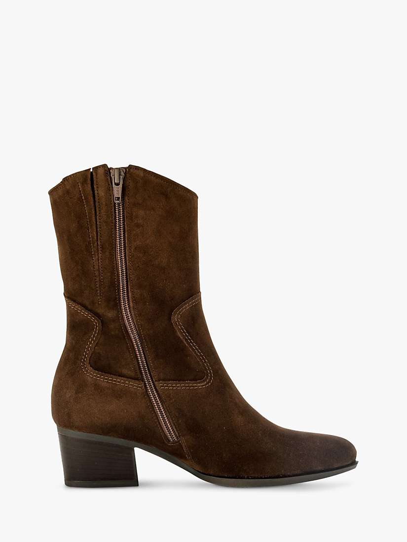 Gabor Kirsten Suede Wide Fit Western Boots, Whiskey at John Lewis ...