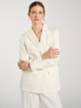 Baukjen Whitley Plain Double Breasted Linen Blazer, Pure White