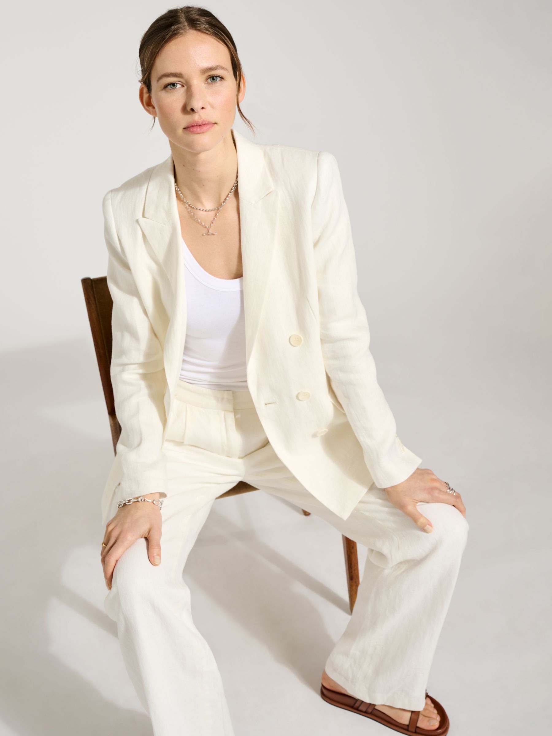 Buy Baukjen Whitley Plain Double Breasted Linen Blazer, Pure White Online at johnlewis.com