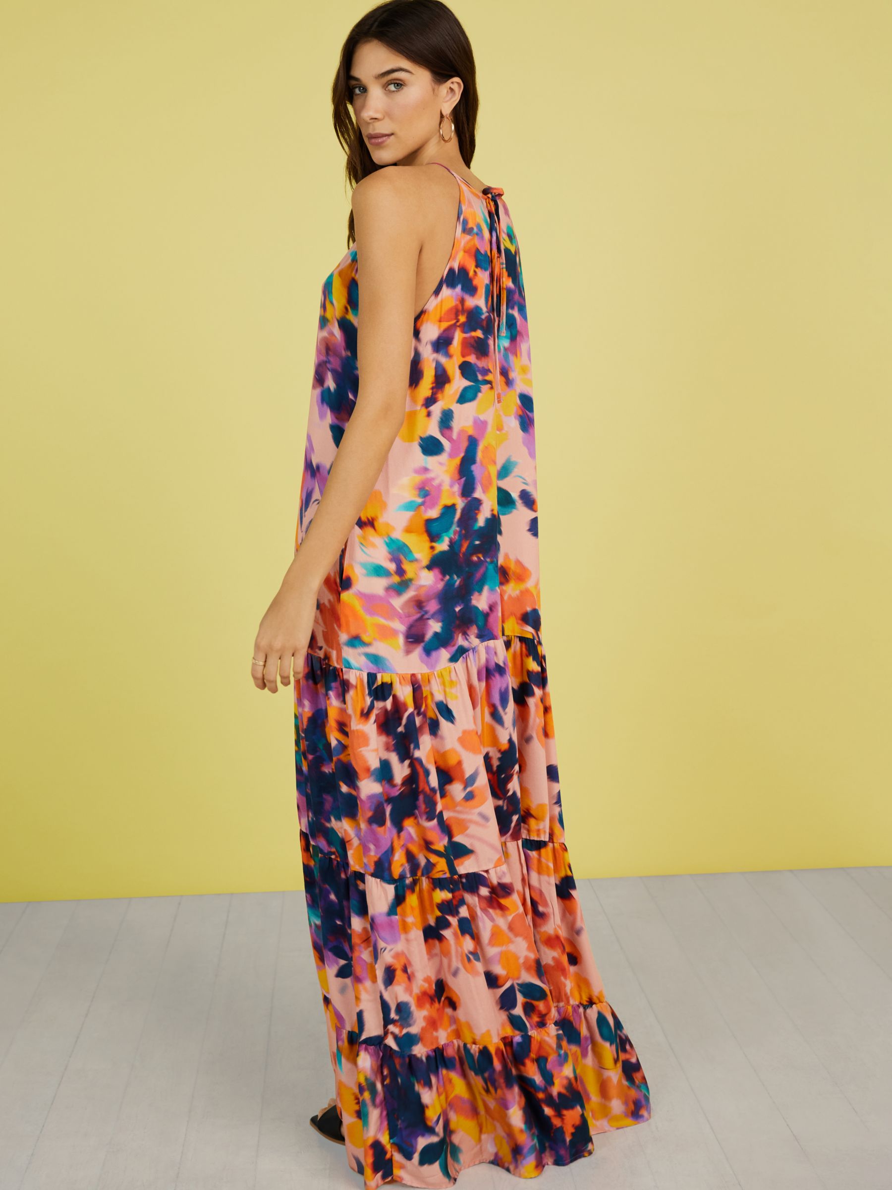 Baukjen Everly Floral Blur Print Maxi Dress, Peach/Multi