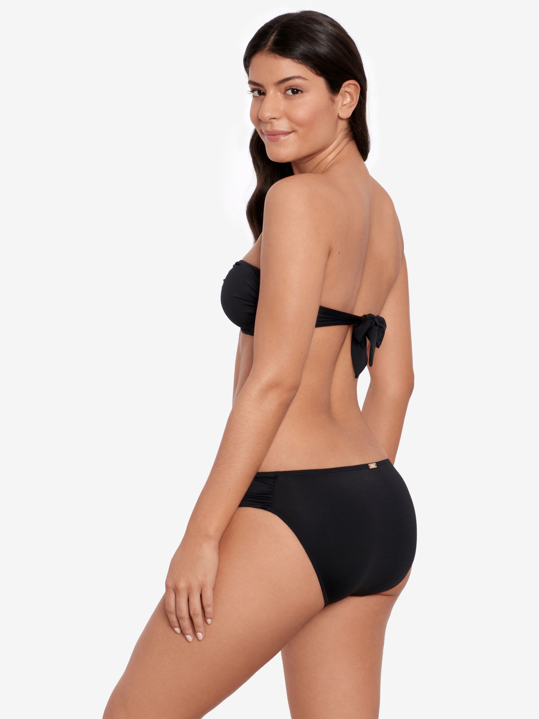 Lauren Ralph Lauren Shirred Side Tab Hipster Bikini Bottoms, Black, 8