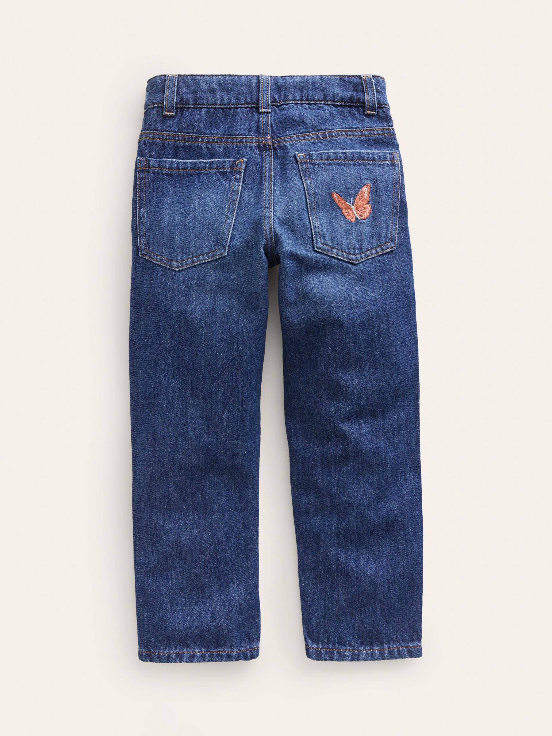 Mini Boden Kids' Butterfly Jeans, Mid Vintage, 3 years