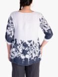 chesca Curve Floral Print Linen Jacket, Navy/White