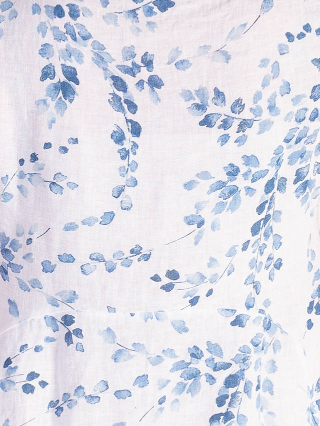 chesca Curve Floral Print Linen Midi Dress, Blue/White