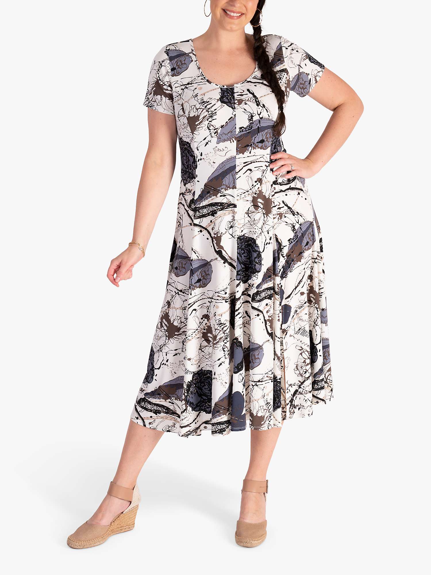 Buy chesca Scribble Panelled Midi Dress, Ivory/Black Online at johnlewis.com