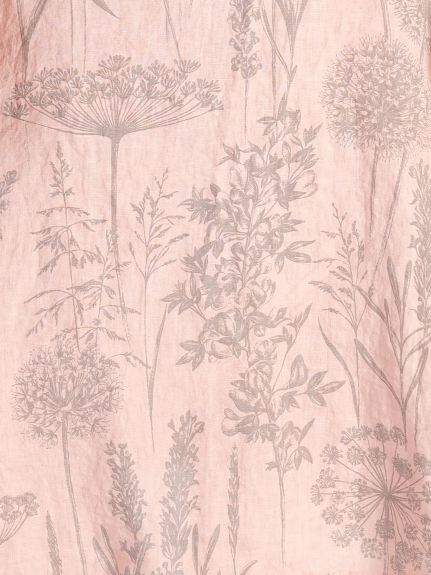 chesca Curve Botanical Print Linen Midi Dress, Pink/Grey, 12-14