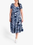 chesca Paisley Panelled Midi Dress, Navy/White