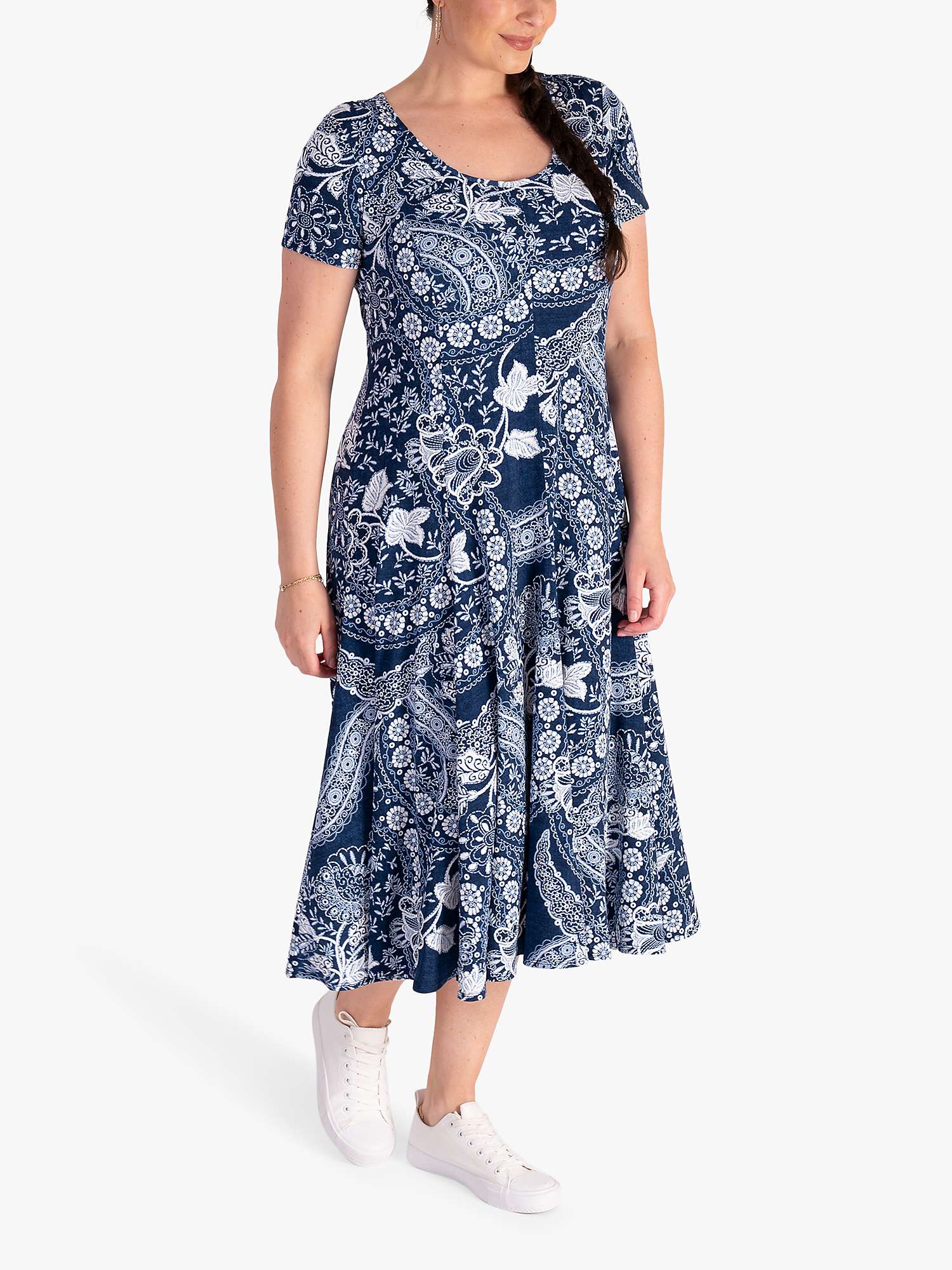 Buy chesca Paisley Panelled Midi Dress, Navy/White Online at johnlewis.com