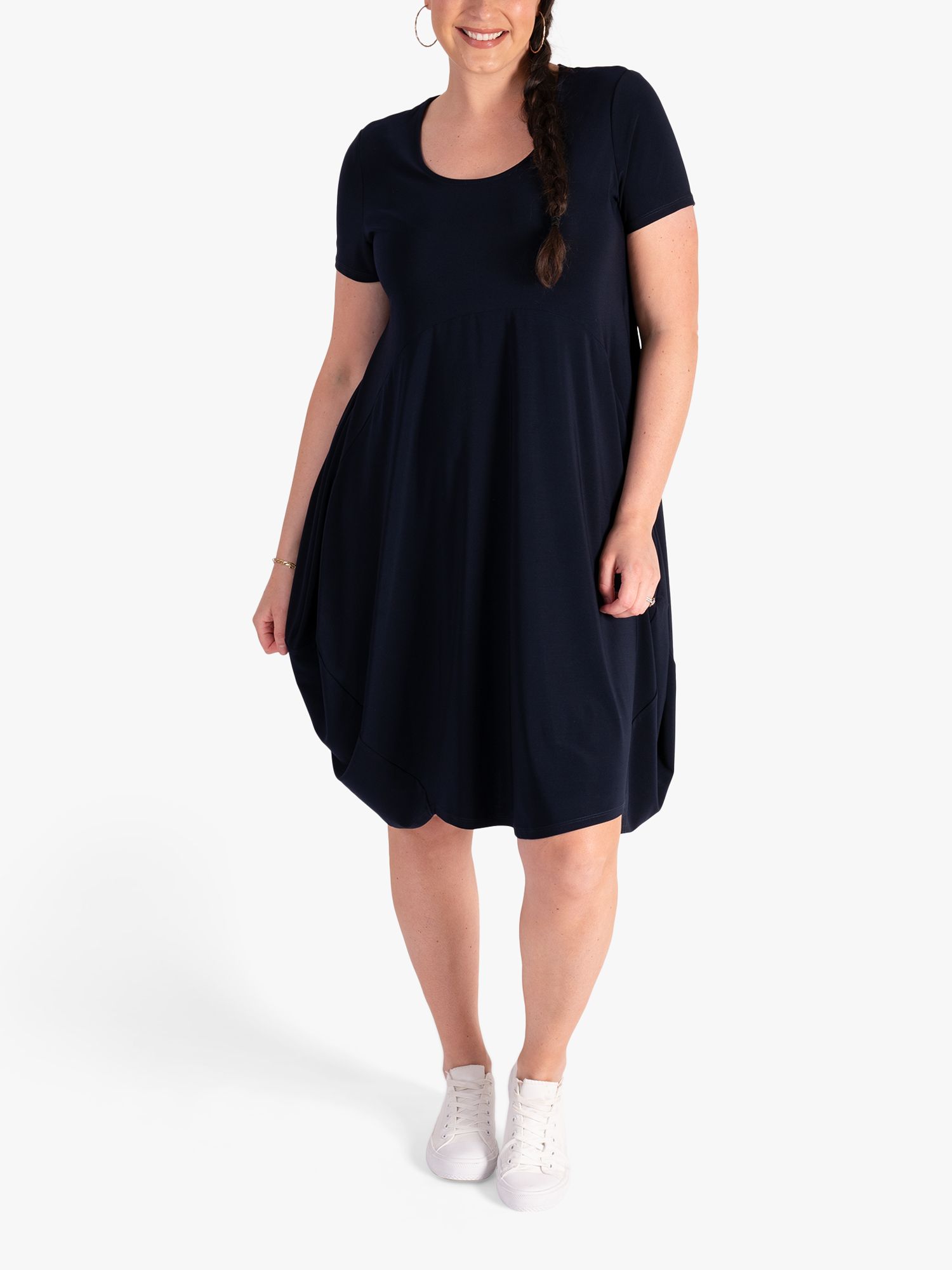 Buy chesca Curve Short Sleeved Balloon Dress, Navy Online at johnlewis.com