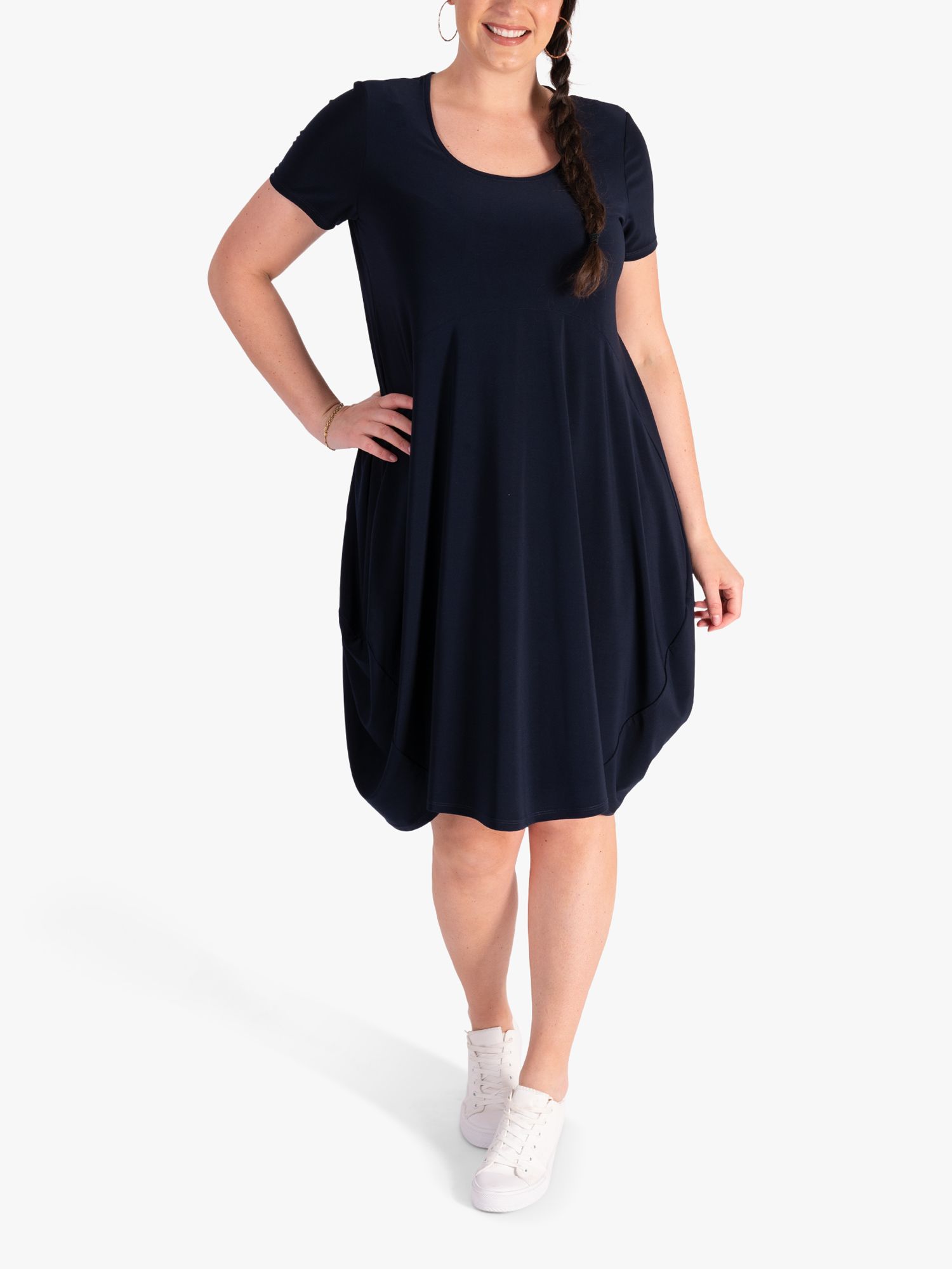 Buy chesca Curve Short Sleeved Balloon Dress, Navy Online at johnlewis.com