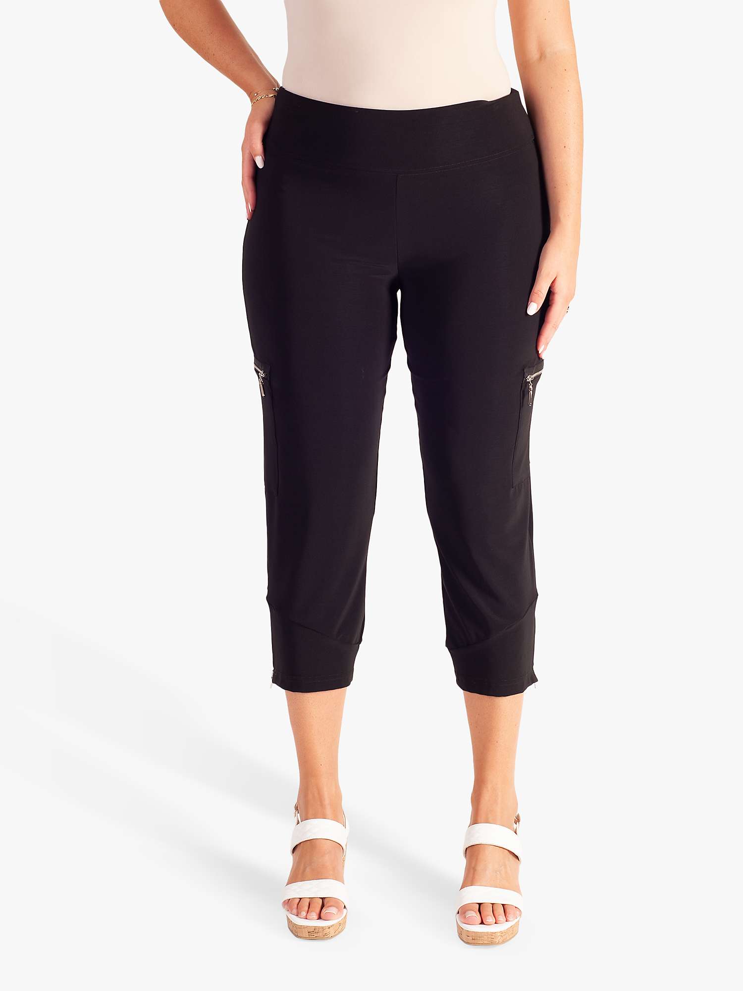 Buy chesca Curve Zip Pocket Cropped Trouser, Black Online at johnlewis.com