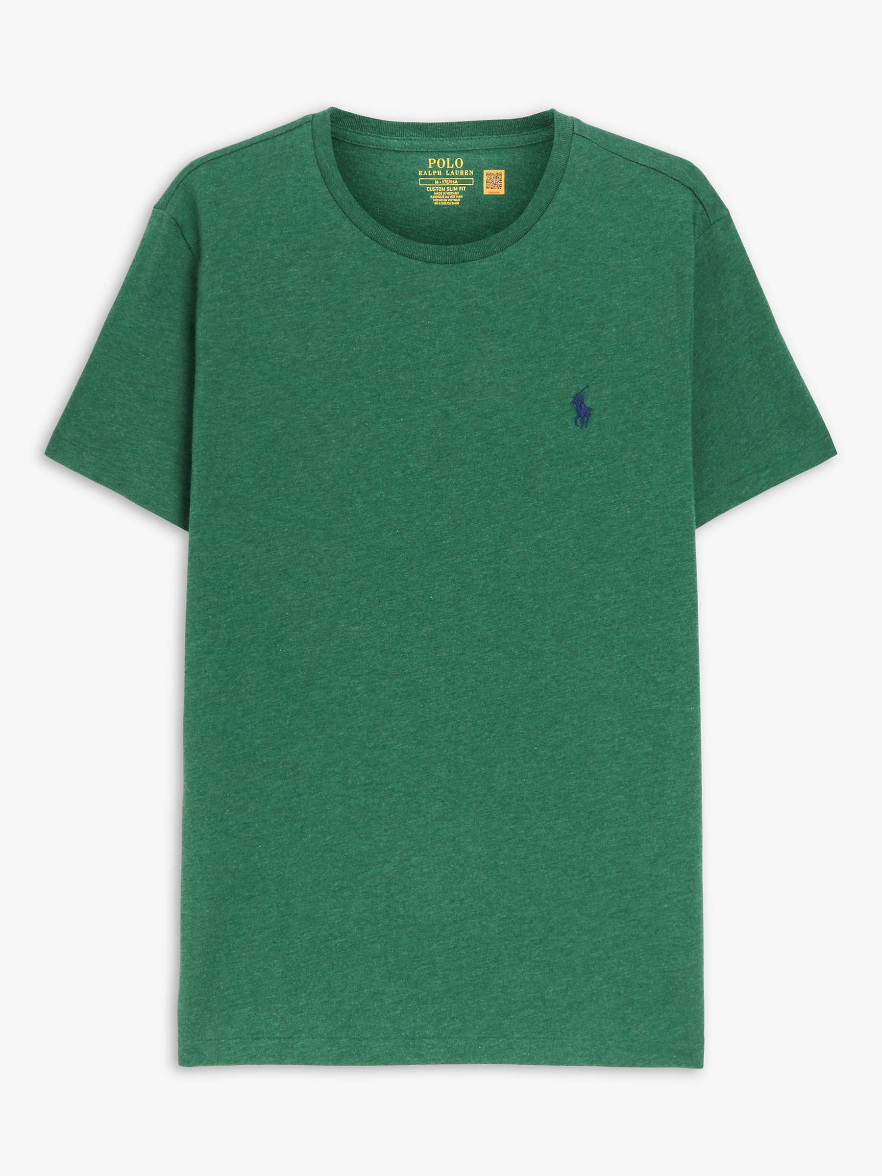 Polo Ralph Lauren Custom Slim Fit T-Shirt, Green Heather at John Lewis ...