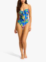 Seafolly Sea Dive Deep V-Neck One Piece Swimsuit, Black at John Lewis &  Partners