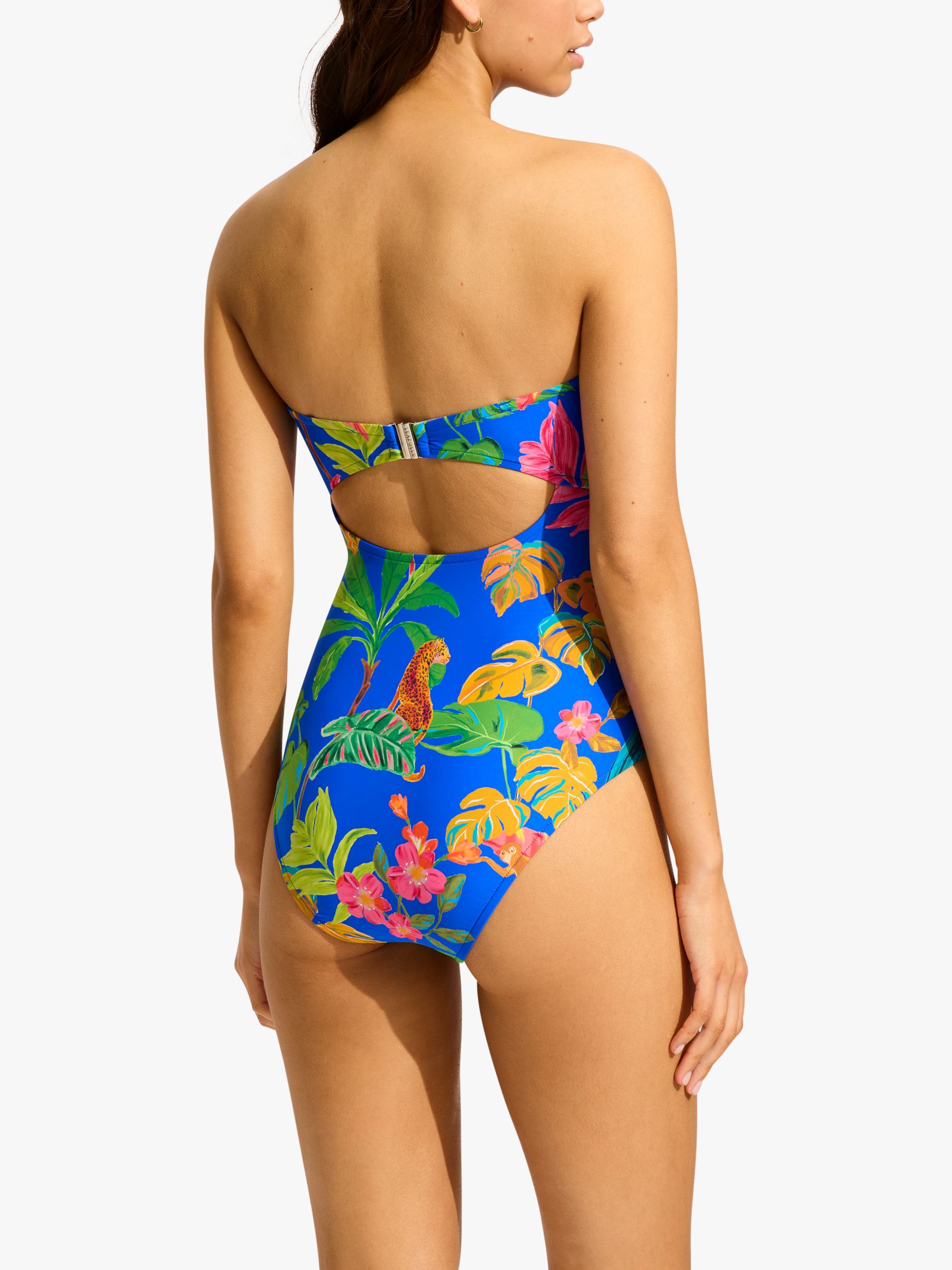 Buy Seafolly Tropica Bandeau Swimsuit, Azure Online at johnlewis.com