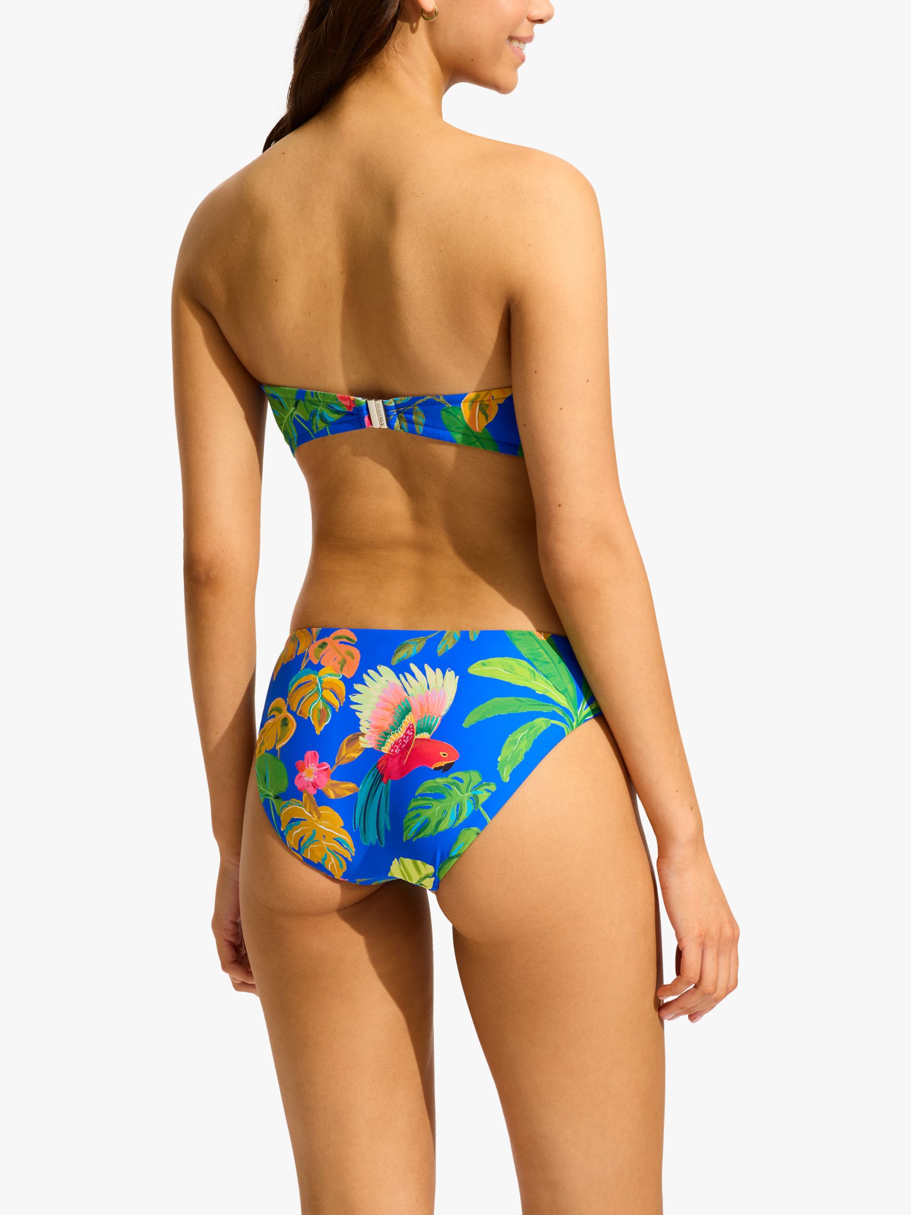 Seafolly Tropica Bandeau Bikini Top, Azure, 14
