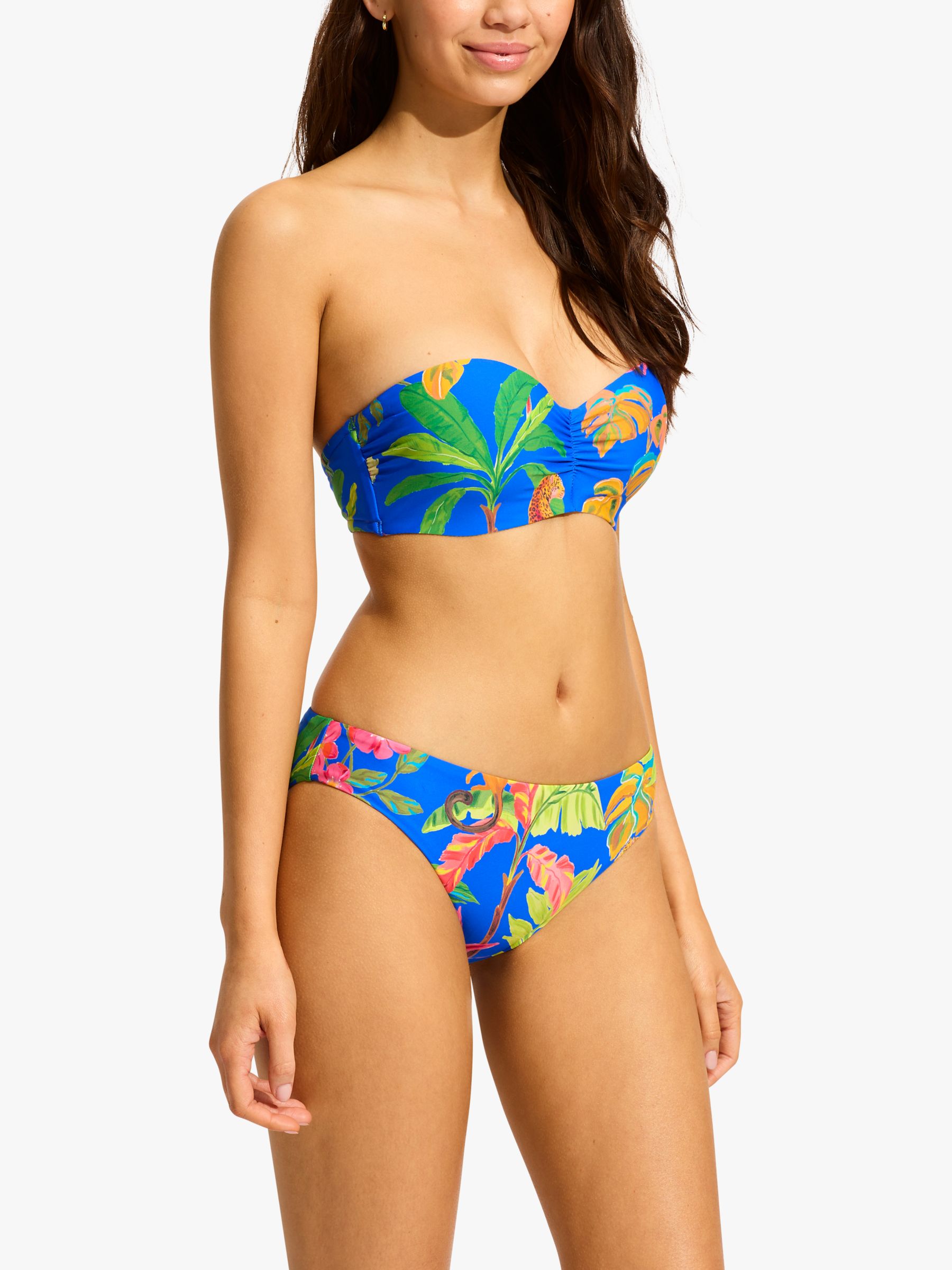 Buy Seafolly Tropica Hipster Bikini Bottoms, Azure Online at johnlewis.com