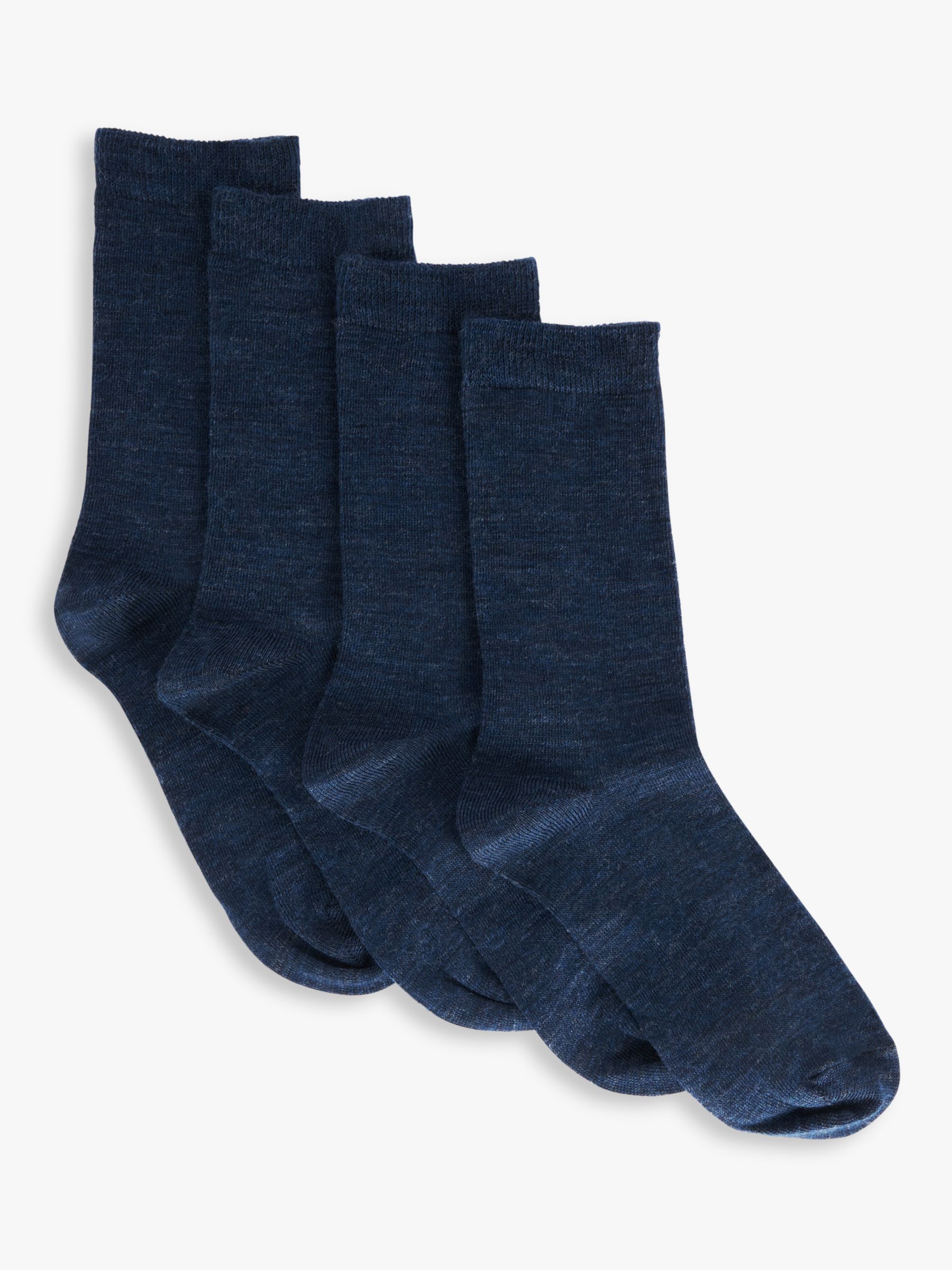 John Lewis Merino Wool Mix Ankle Socks, Pack of 2, Navy Melange at John ...