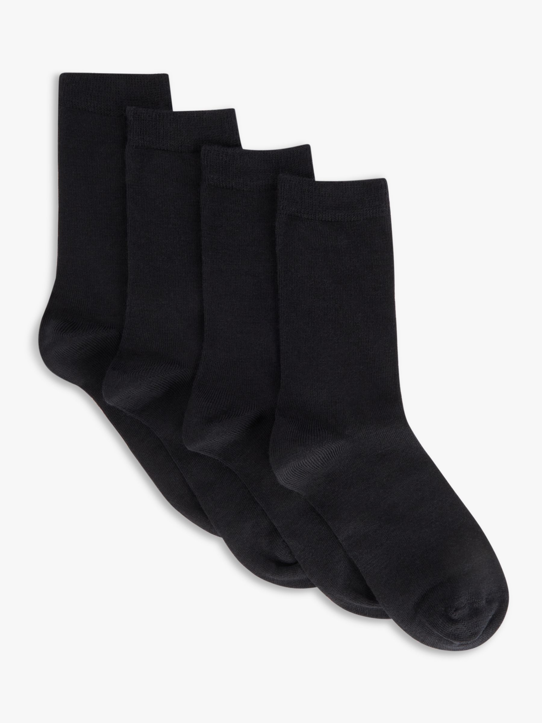 John Lewis Merino Wool Mix Ankle Socks, Pack of 2, Black, M-L