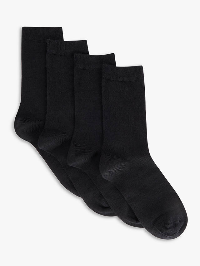 John Lewis Merino Wool Mix Ankle Socks, Pack of 2, Black