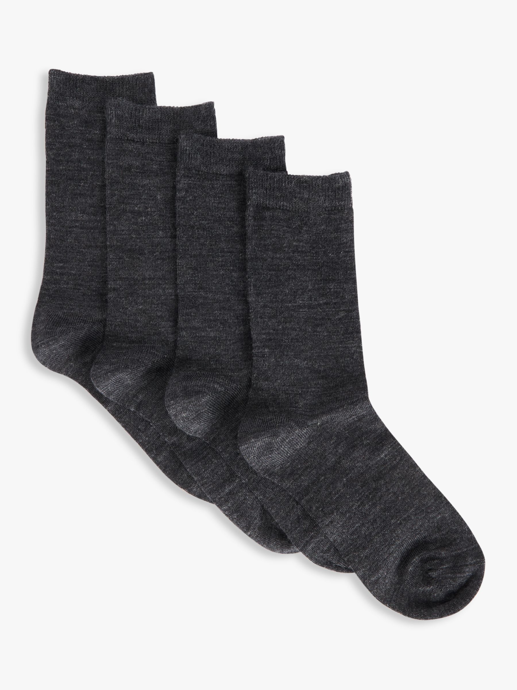 John Lewis Merino Wool Mix Ankle Socks, Pack of 2, Charcoal at John ...