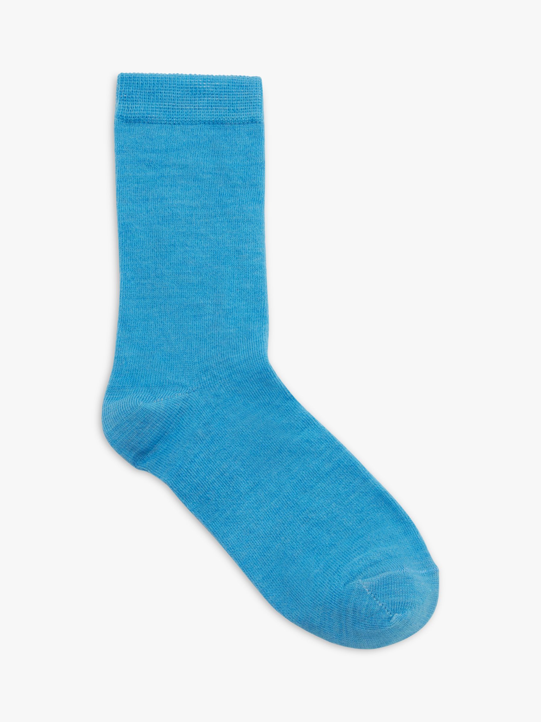 John Lewis Merino Wool Mix Ankle Socks, Pack of 2, Light Blue