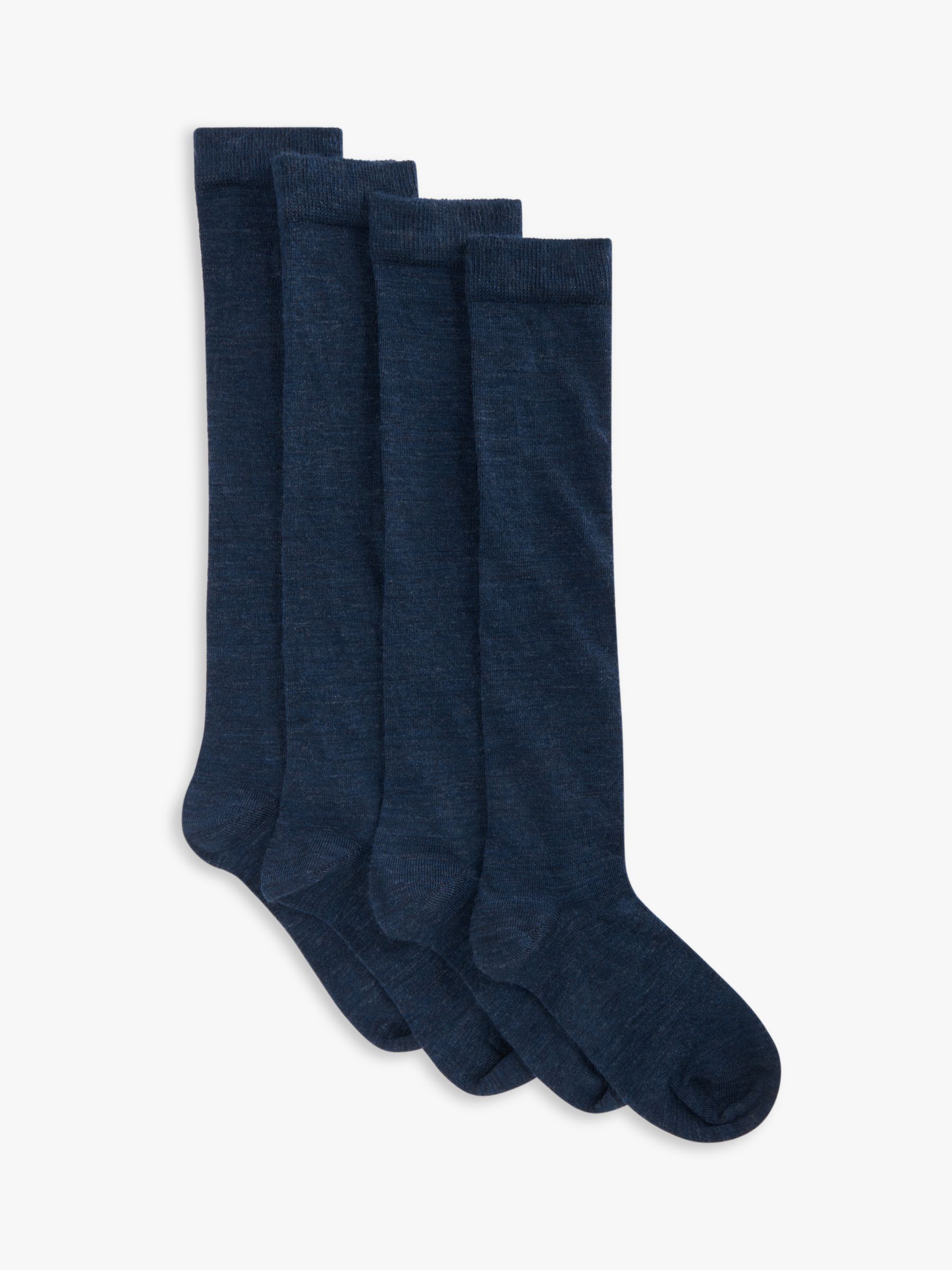 John Lewis Merino Wool Mix Knee High Socks, Navy at John Lewis & Partners