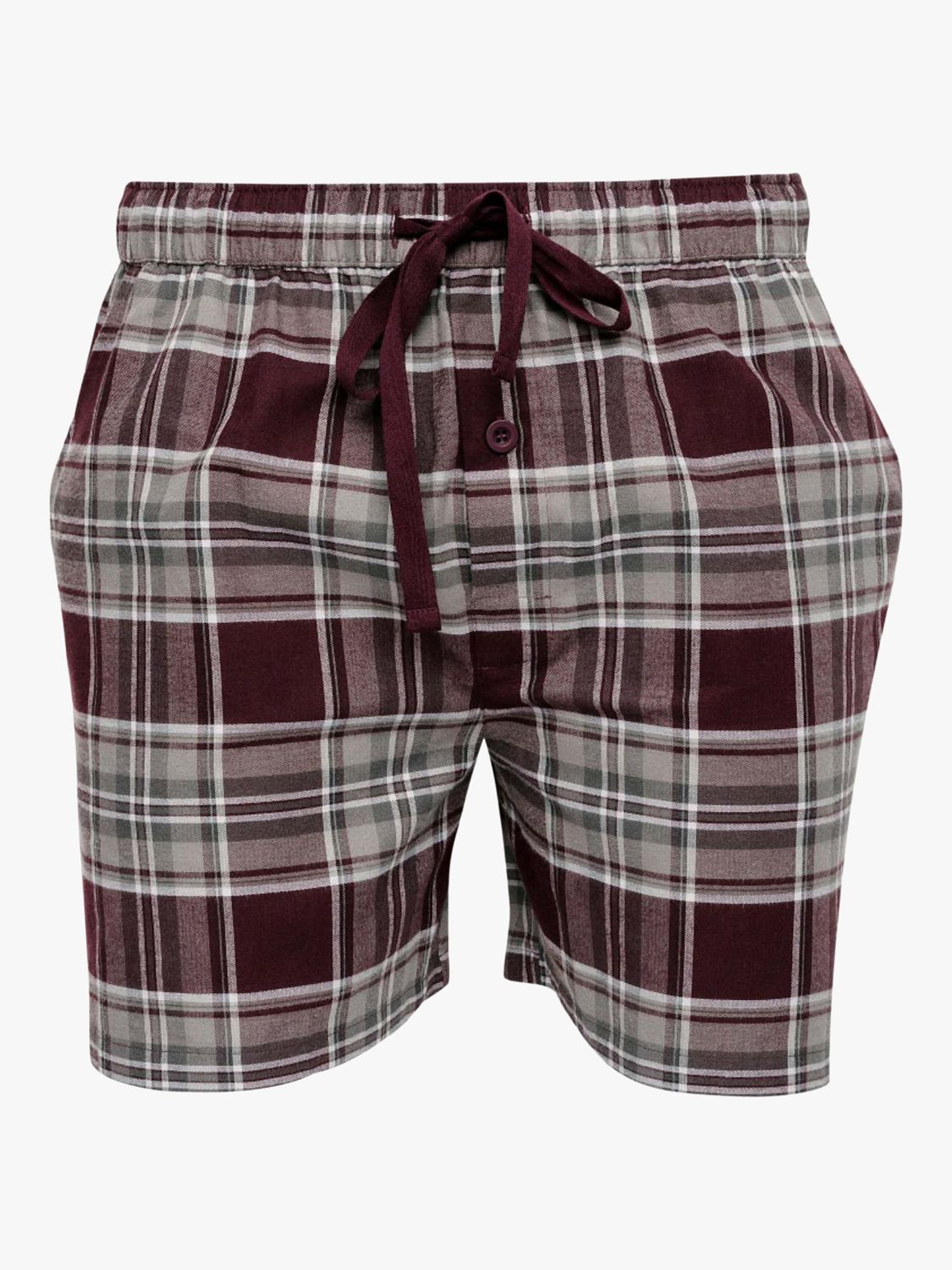 Buy Cyberjammies Spencer Check Pyjama Shorts, Burgundy/Grey Online at johnlewis.com