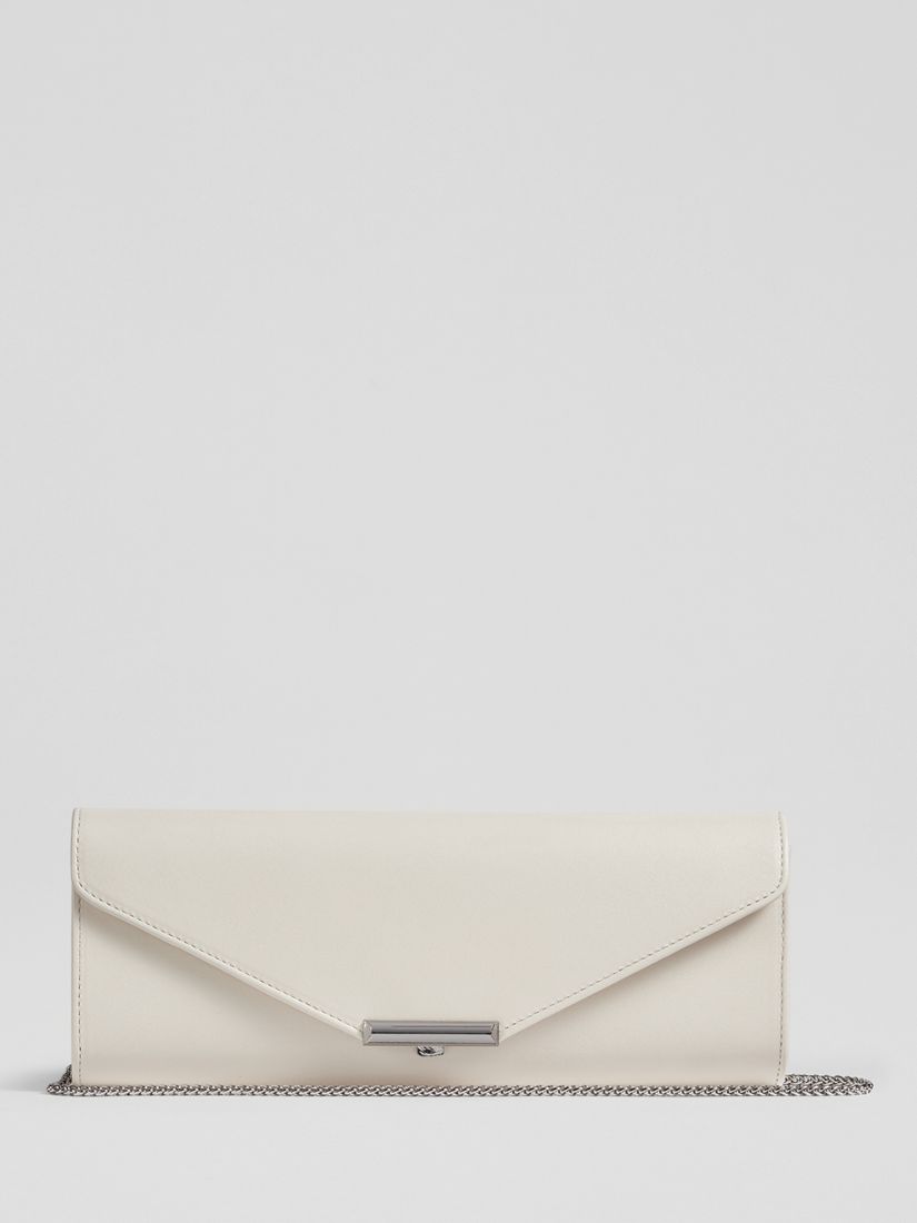 Buy L.K.Bennett Lucille Chain Strap Envelope Leather Clutch Bag, Ecru Online at johnlewis.com
