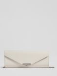 L.K.Bennett Lucille Chain Strap Envelope Leather Clutch Bag, Ecru