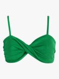 HUSH Crinkle Rib Twist Bandeau Bikini Top, Green
