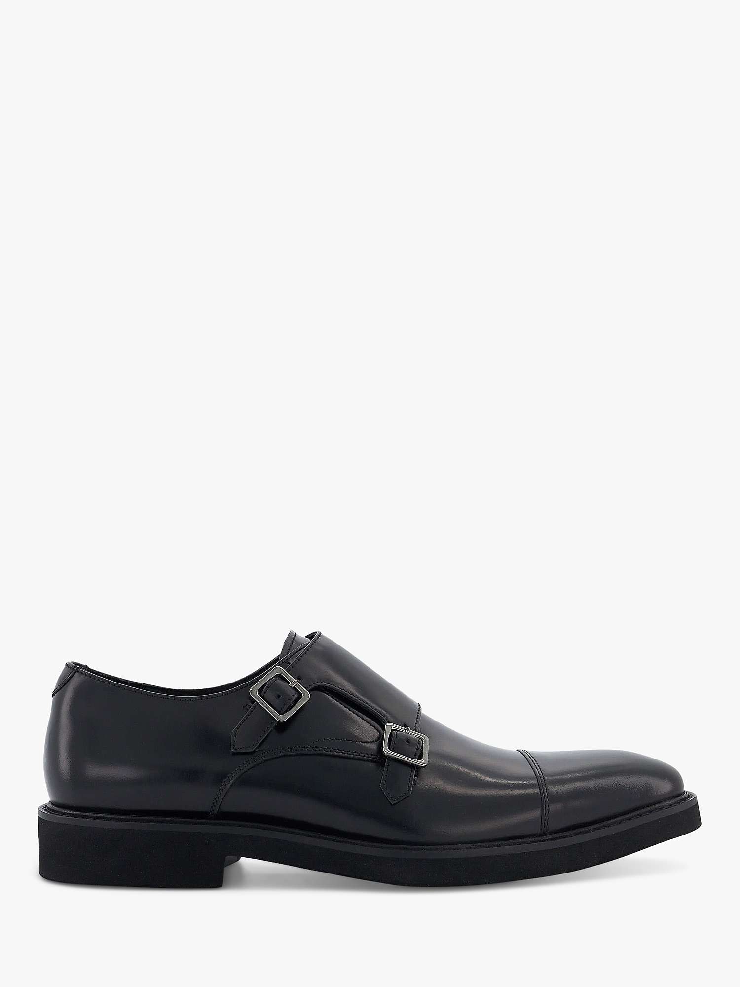 Buy Dune Sal Double Strap Leather Monk Shoes, Black Online at johnlewis.com