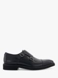 Dune Sal Double Strap Leather Monk Shoes, Black, Black-leather