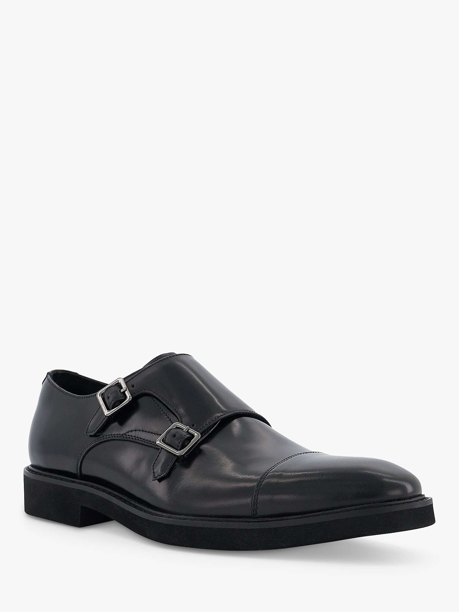 Buy Dune Sal Double Strap Leather Monk Shoes, Black Online at johnlewis.com