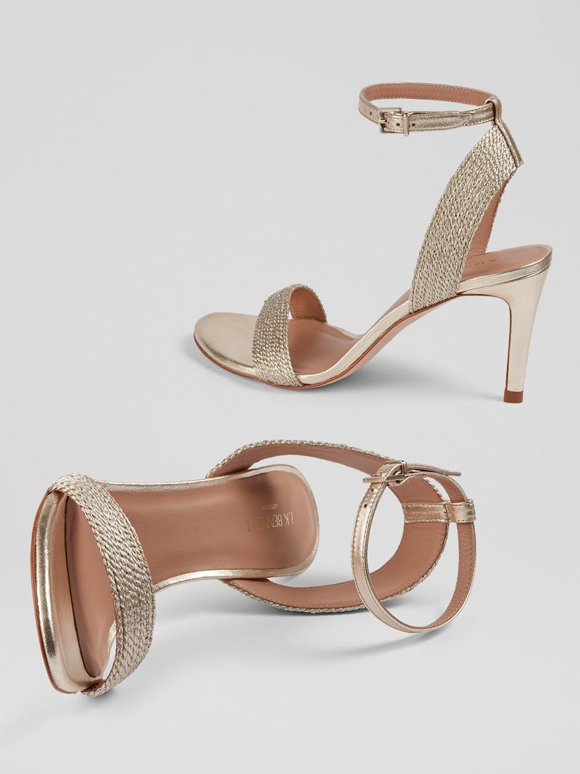 L.K.Bennett Ivette Metallic Sandals, Pale Gold, 3