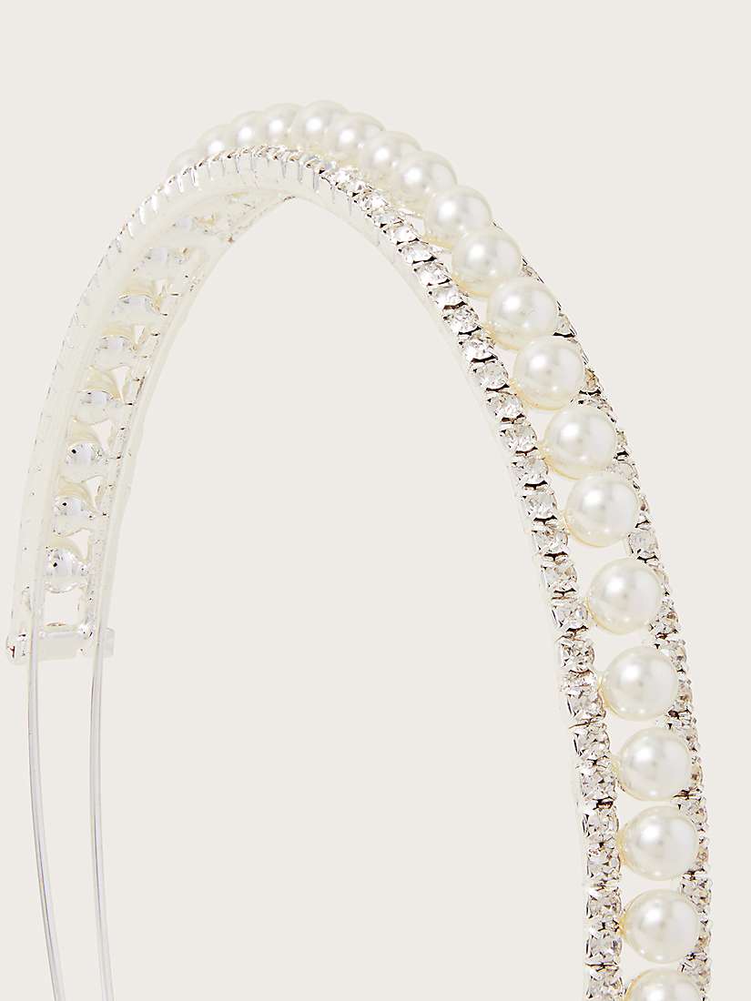 Buy Monsoon Kids' Pearl Diamante Bridesmaid Headband, Silver Online at johnlewis.com