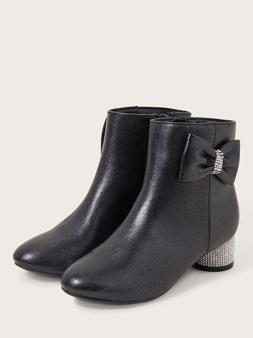 Buy Monsoon Kids' Diana Dazzle Bow Boots, Black Online at johnlewis.com