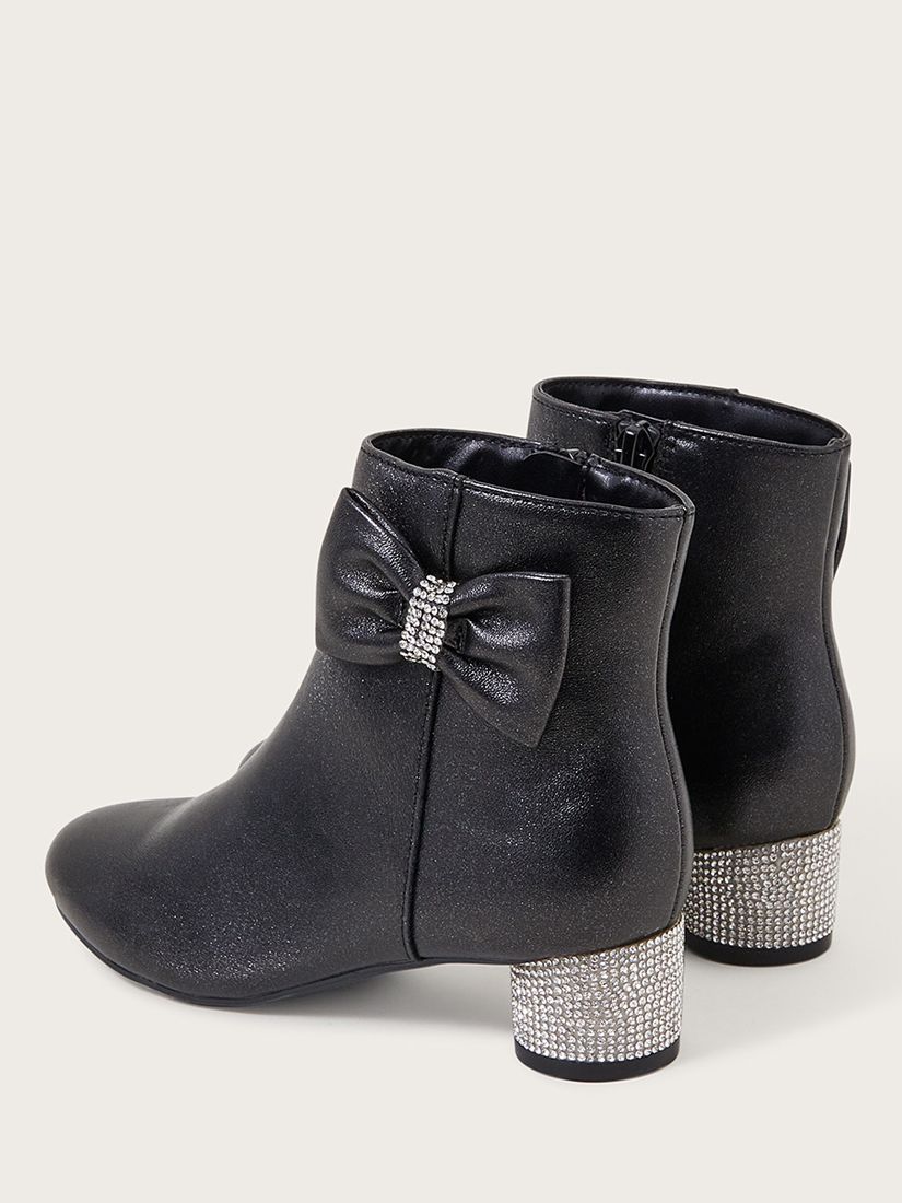 Buy Monsoon Kids' Diana Dazzle Bow Boots, Black Online at johnlewis.com