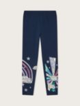 Monsoon Kids' Rainbow Sequin Leggings, Navy