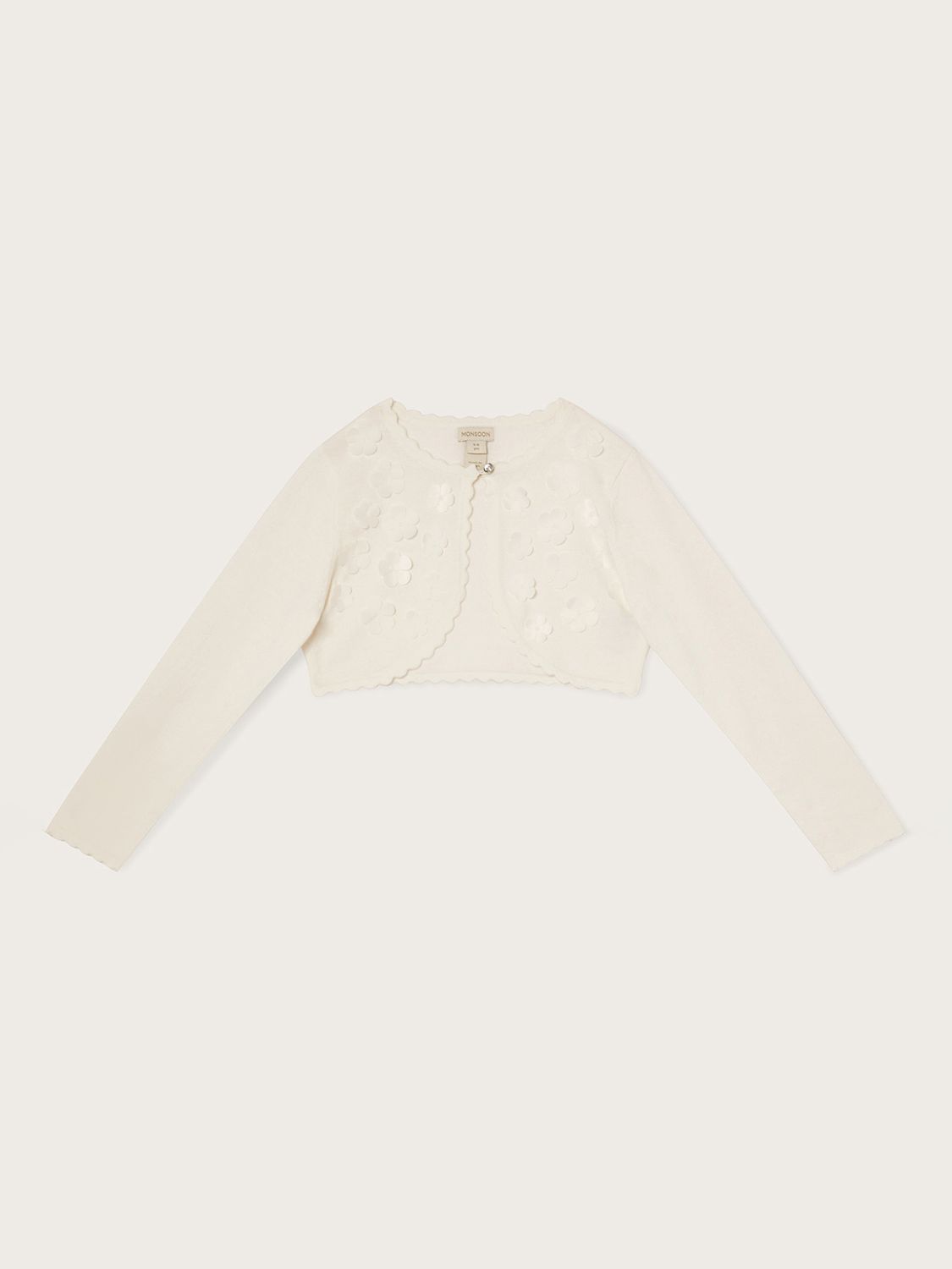 Monsoon Kids' 3D Petal Cardigan, Ivory