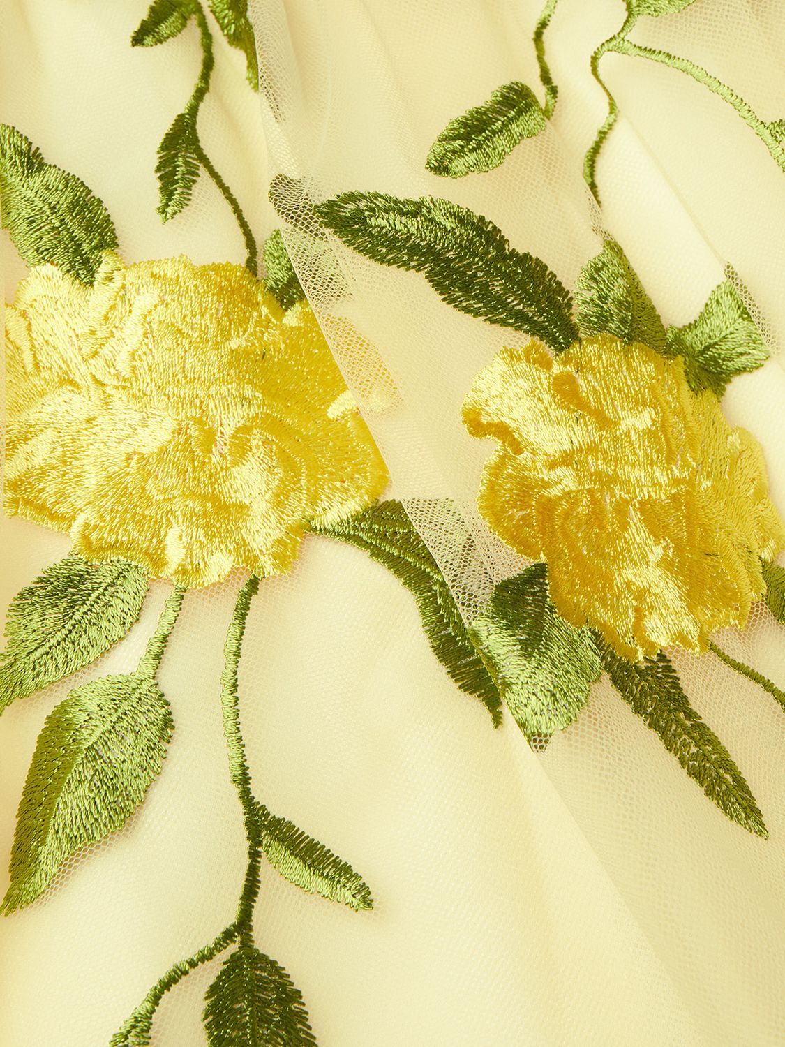 Monsoon Kids' Rose Embroidered Dress, Lemon at John Lewis & Partners
