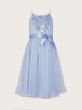 Monsoon Kids' Luna Embellished Knee Length Dress, Blue