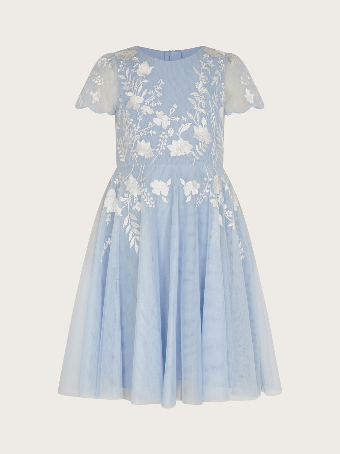 Monsoon Kids' Emmy Embroidered Tulle Party Dress, Blue, 10 years