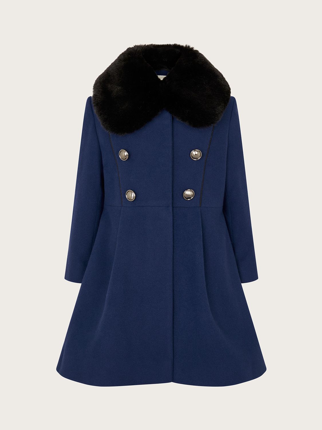 Monsoon Kids Flared Military Style Coat Blue at John Lewis