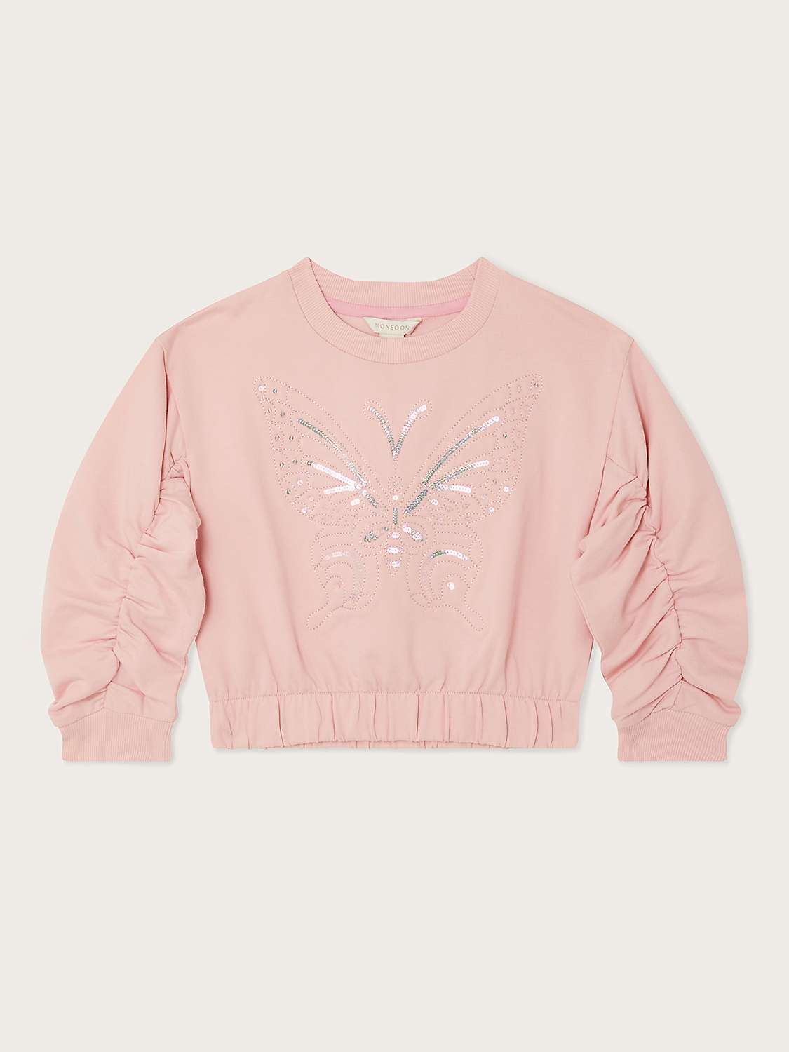Buy Monsoon Kids' Butterfly Cropped Sweatshirt, Pink Online at johnlewis.com