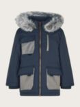 Monsoon Kids' Pocket Detail Parka, Navy