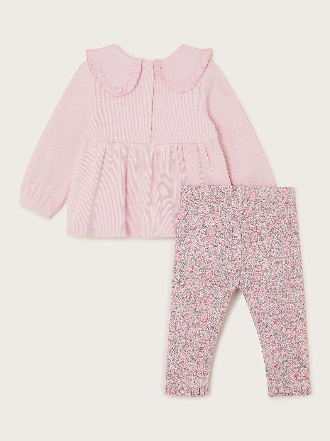 Buy Monsoon Baby Embriodered Rib Top & Floral Ditsy Print Leggings Set, Lilac Online at johnlewis.com