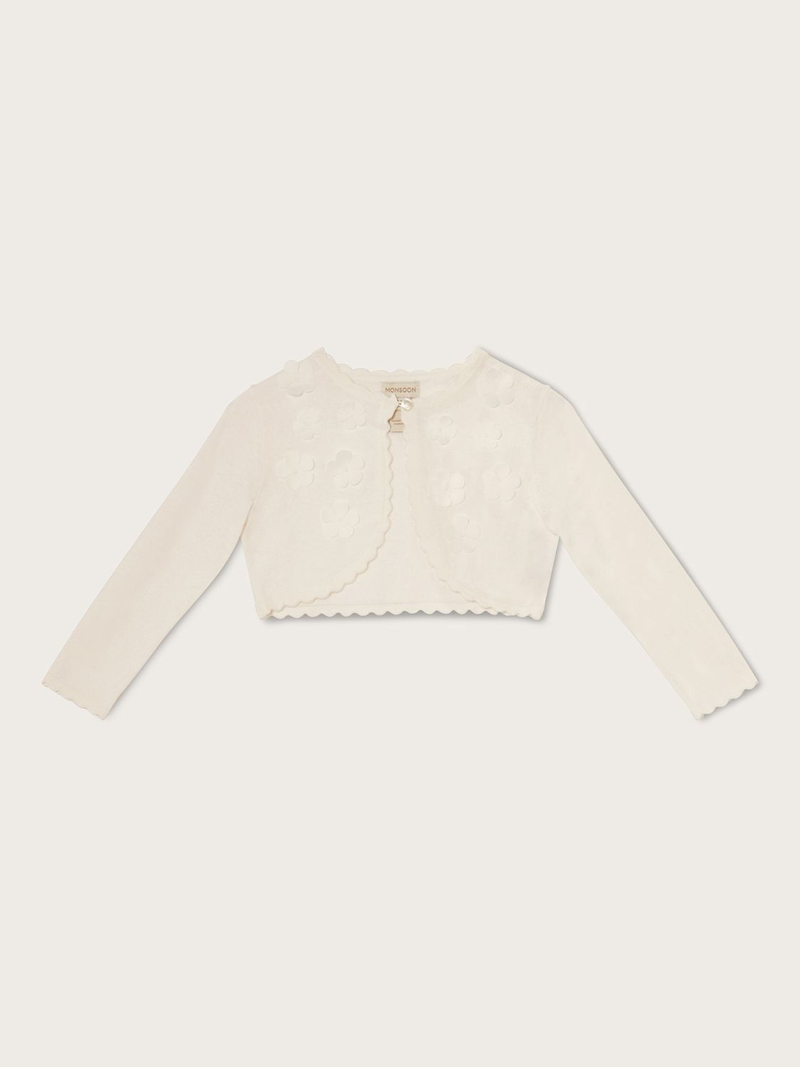 Monsoon Baby 3D Petal Embroidered Cotton Cardigan, Ivory at John Lewis ...