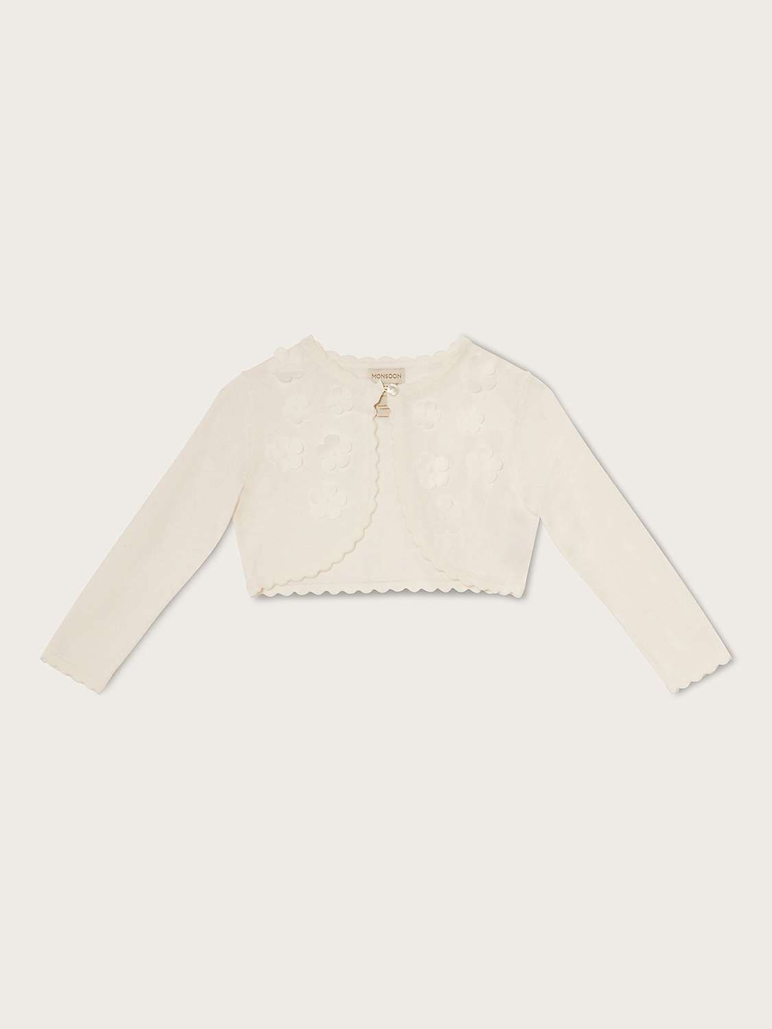 Buy Monsoon Baby 3D Petal Embroidered Cotton Cardigan, Ivory Online at johnlewis.com