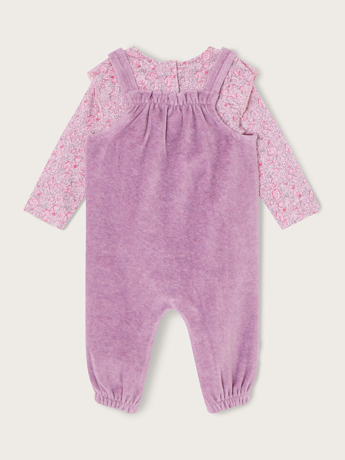 Buy Monsoon Baby Ditsy Print Top & Velour Romper Set, Lilac Online at johnlewis.com